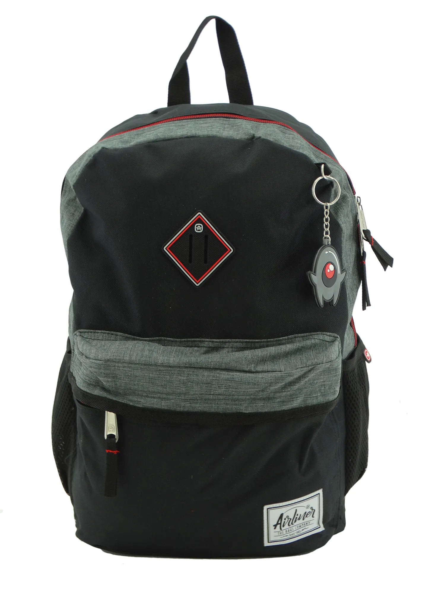 668161, Airliner, Backpack w/Laptop Sleeve - Black/Grey