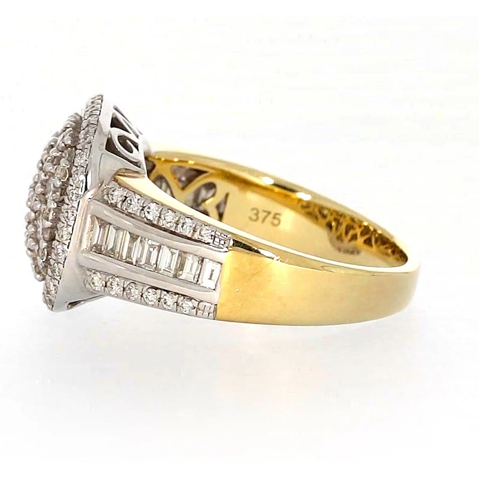 9ct Two Tone Gold Round Brilliant Cut 1.50 Carat tw of Diamonds Ring