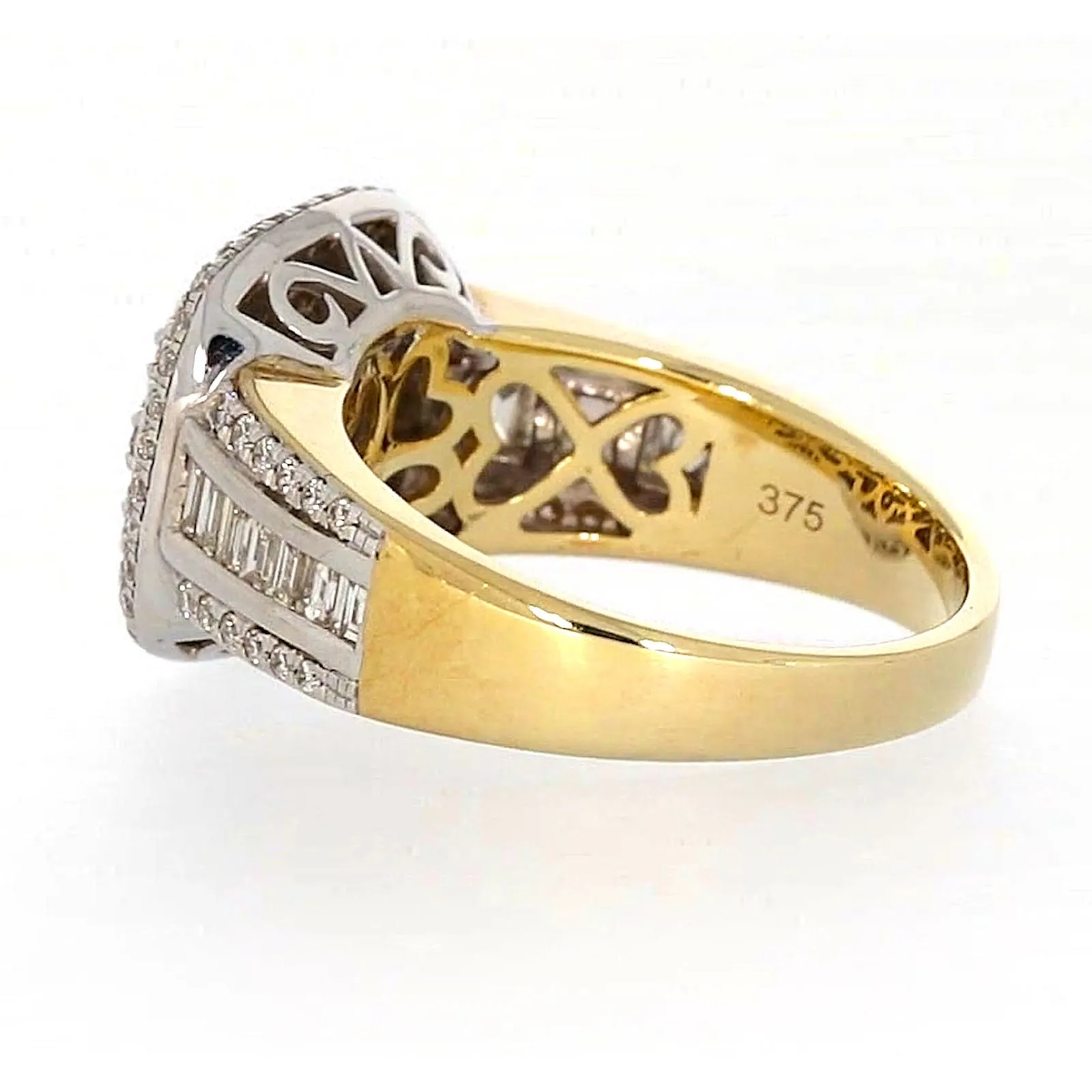 9ct Two Tone Gold Round Brilliant Cut 1.50 Carat tw of Diamonds Ring