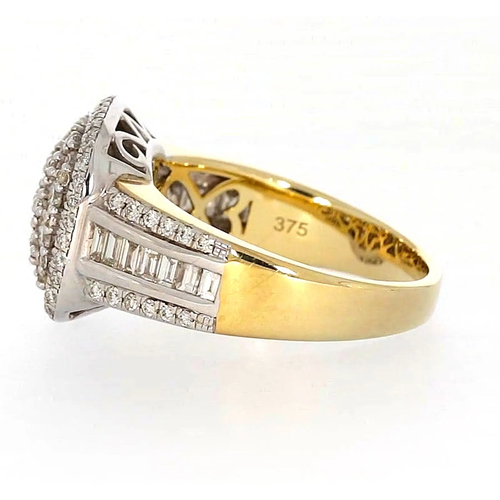 9ct Two Tone Gold Round Brilliant Cut 1.50 Carat tw of Diamonds Ring