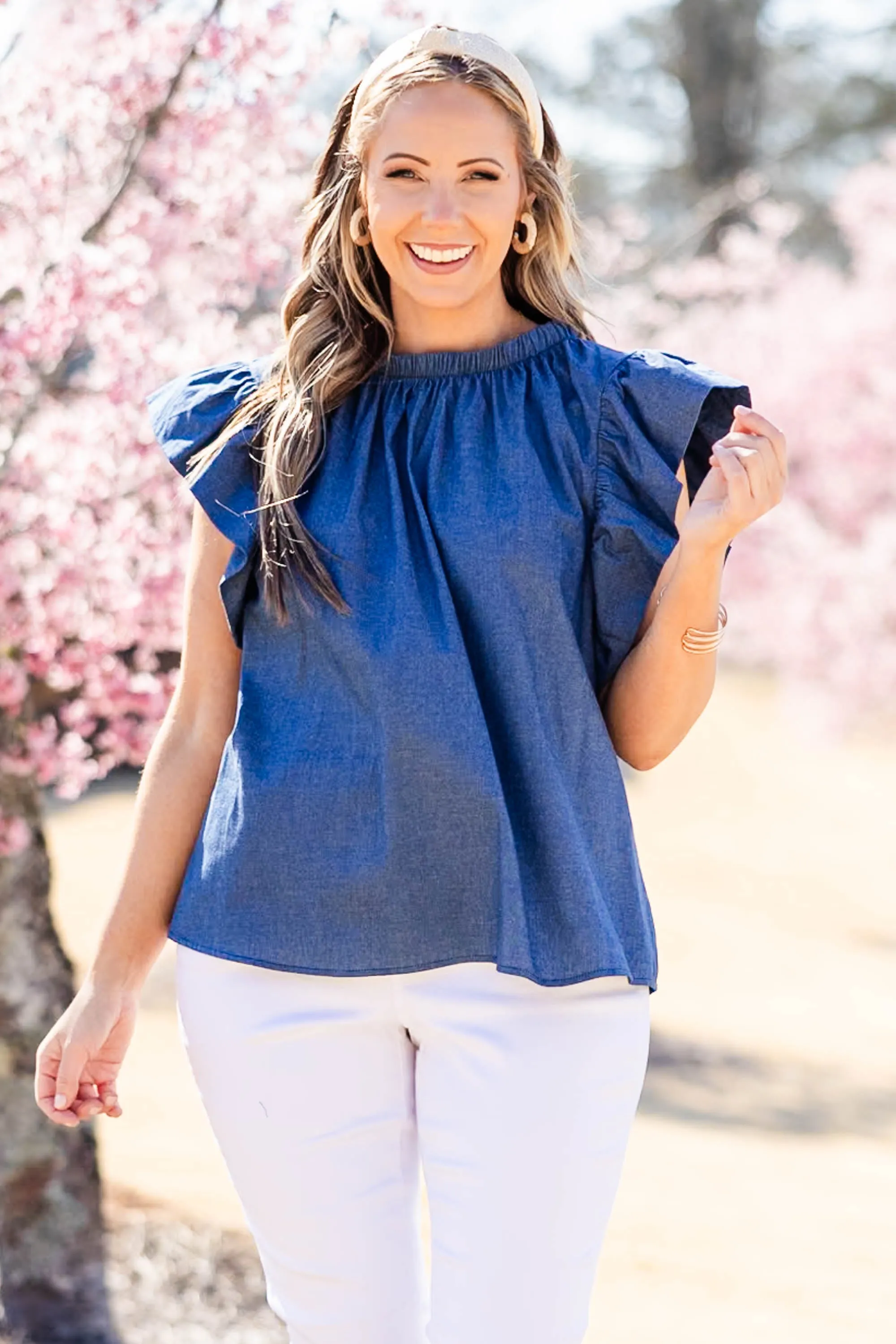 Azure Aster Top, Denim