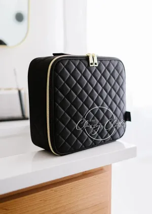 Black Quilted Mega Makeup Case