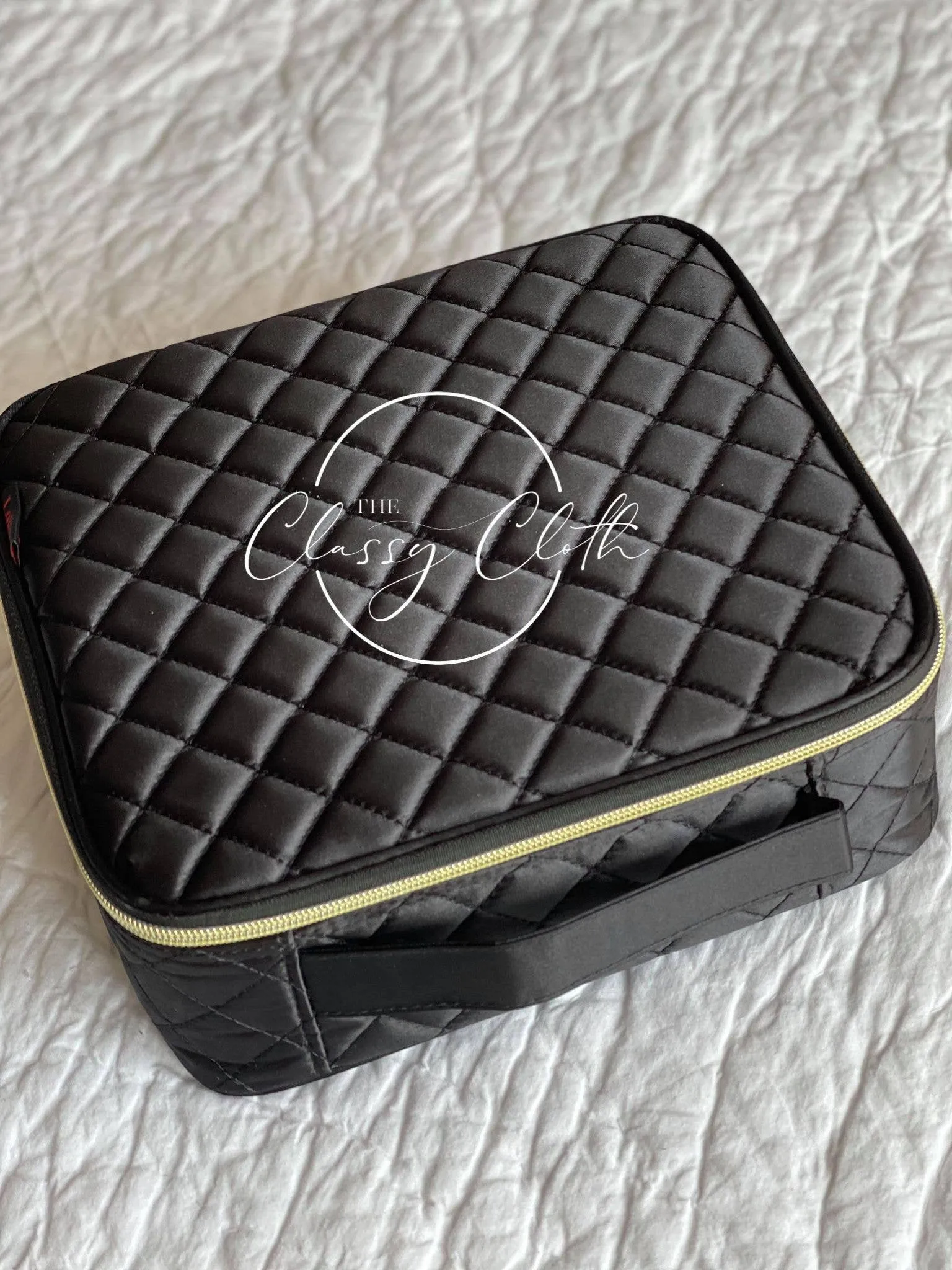 Black Quilted Mega Makeup Case