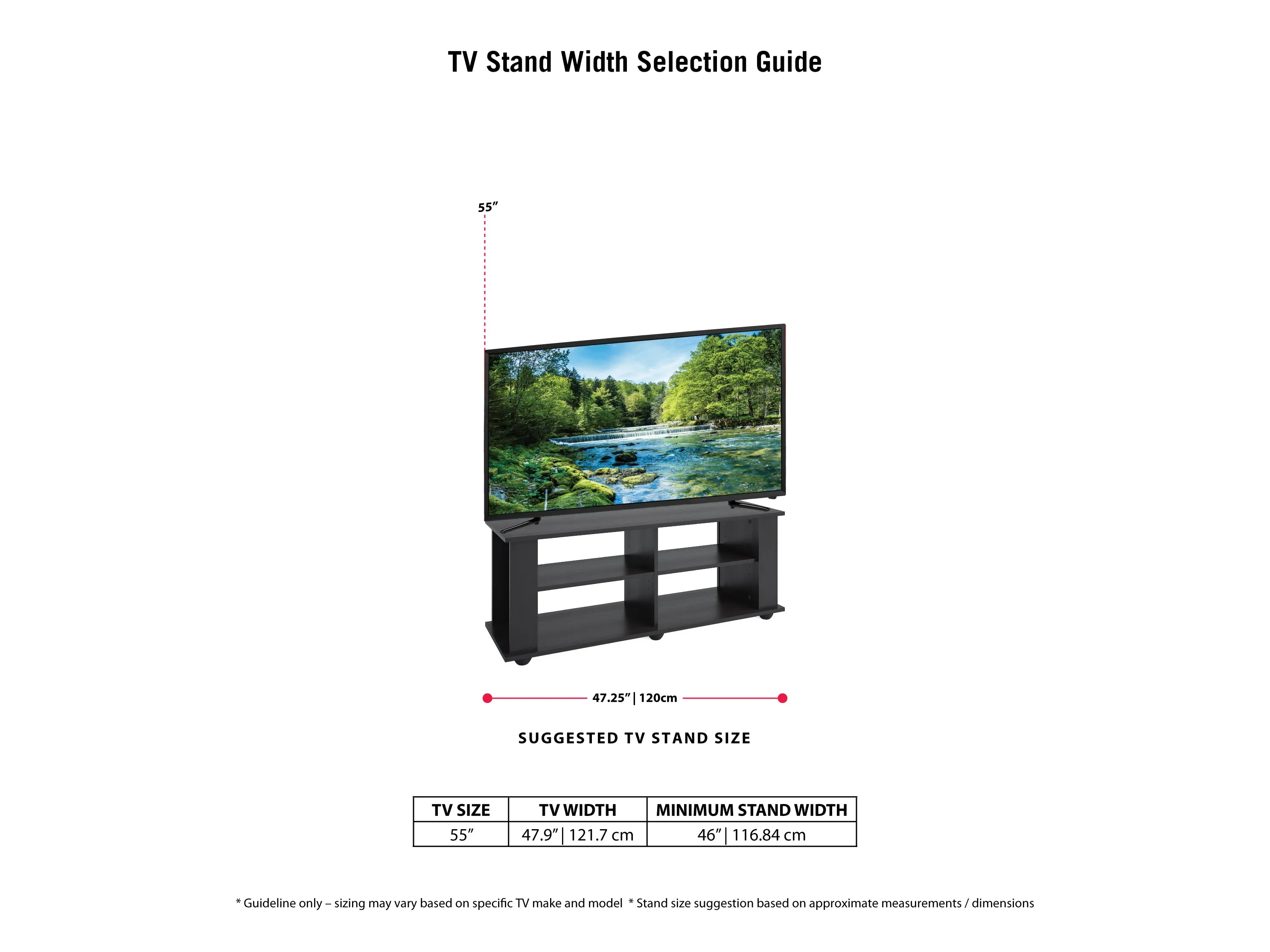 Black Wooden TV Stand, TVs up to 55"