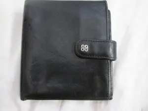 BOSCA Accessories in Leather BIFOLD change purse Wallet Organizer BLACK Signature