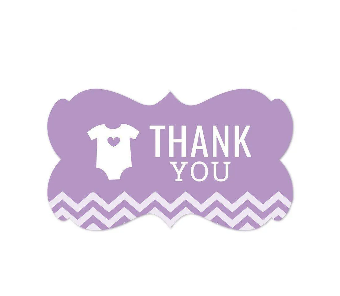 Chevron Baby Shower Fancy Frame Label Stickers, Thank You