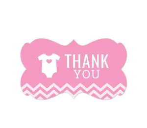 Chevron Baby Shower Fancy Frame Label Stickers, Thank You