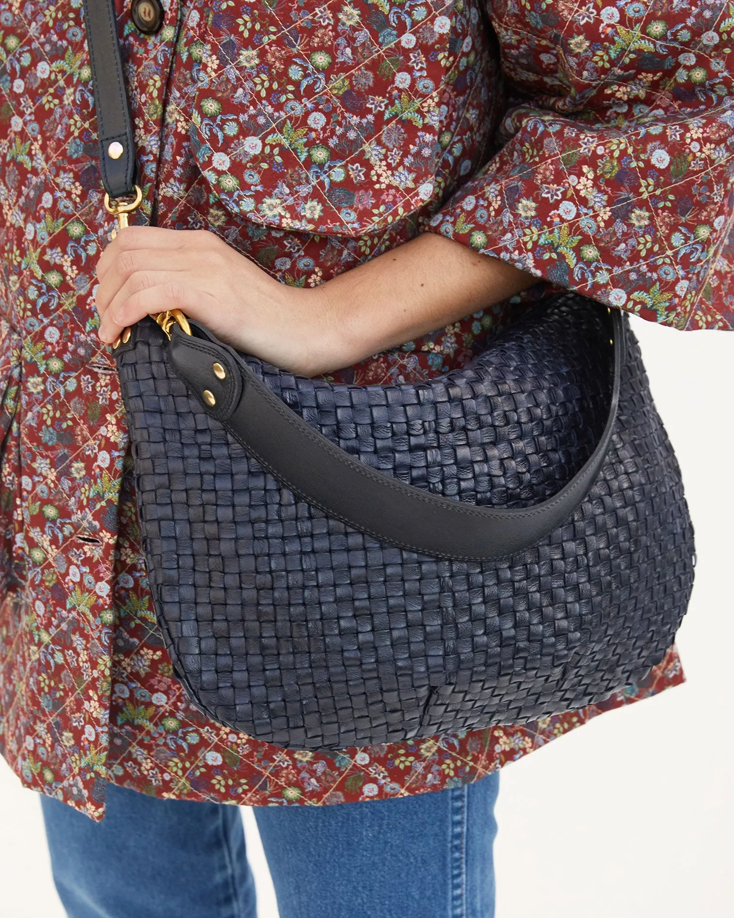 Clare V. - Moyen Messenger in Twilight Woven Checker