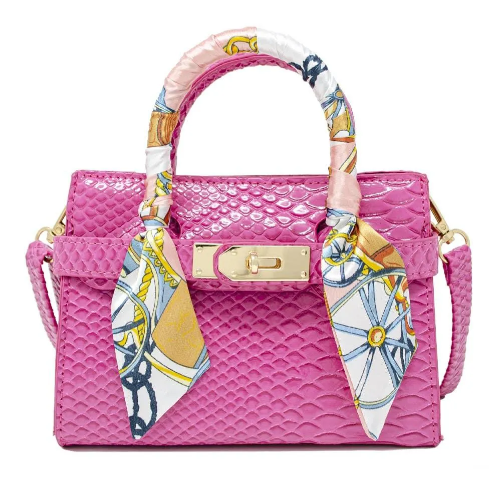 Crocodile Scarf Handbag: Hot Pink