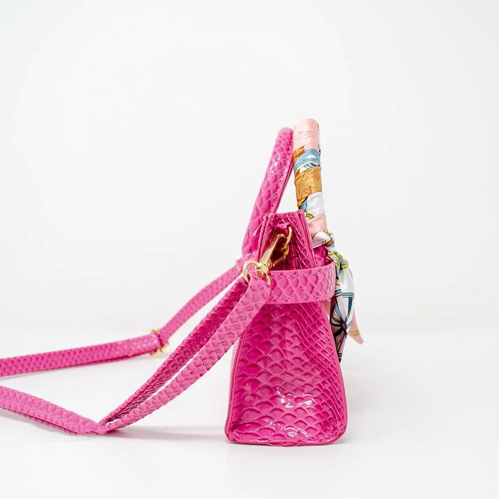 Crocodile Scarf Handbag: Hot Pink