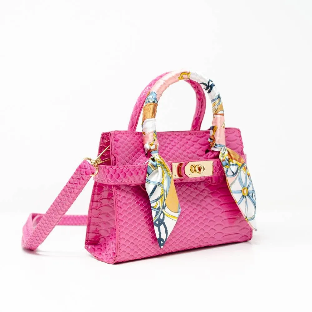 Crocodile Scarf Handbag: Hot Pink