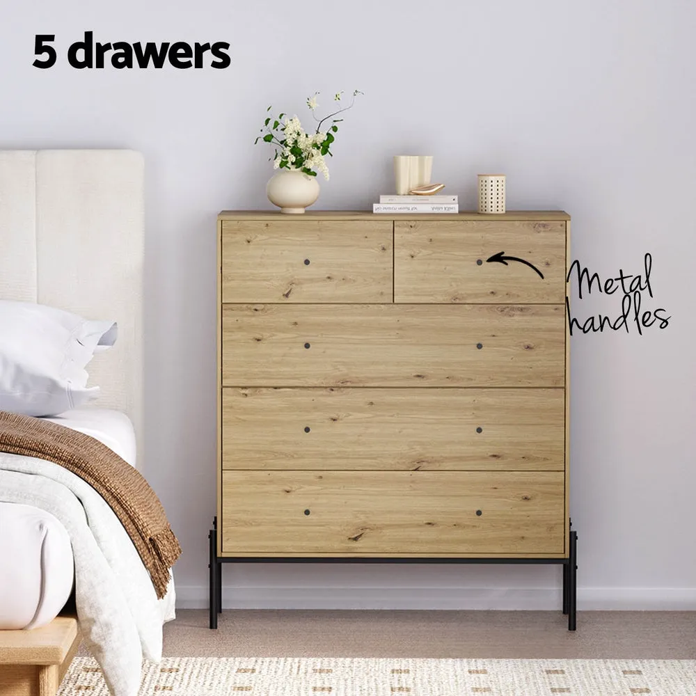 Durable 5-Drawer Chest with Industrial Style - Artiss ARNO