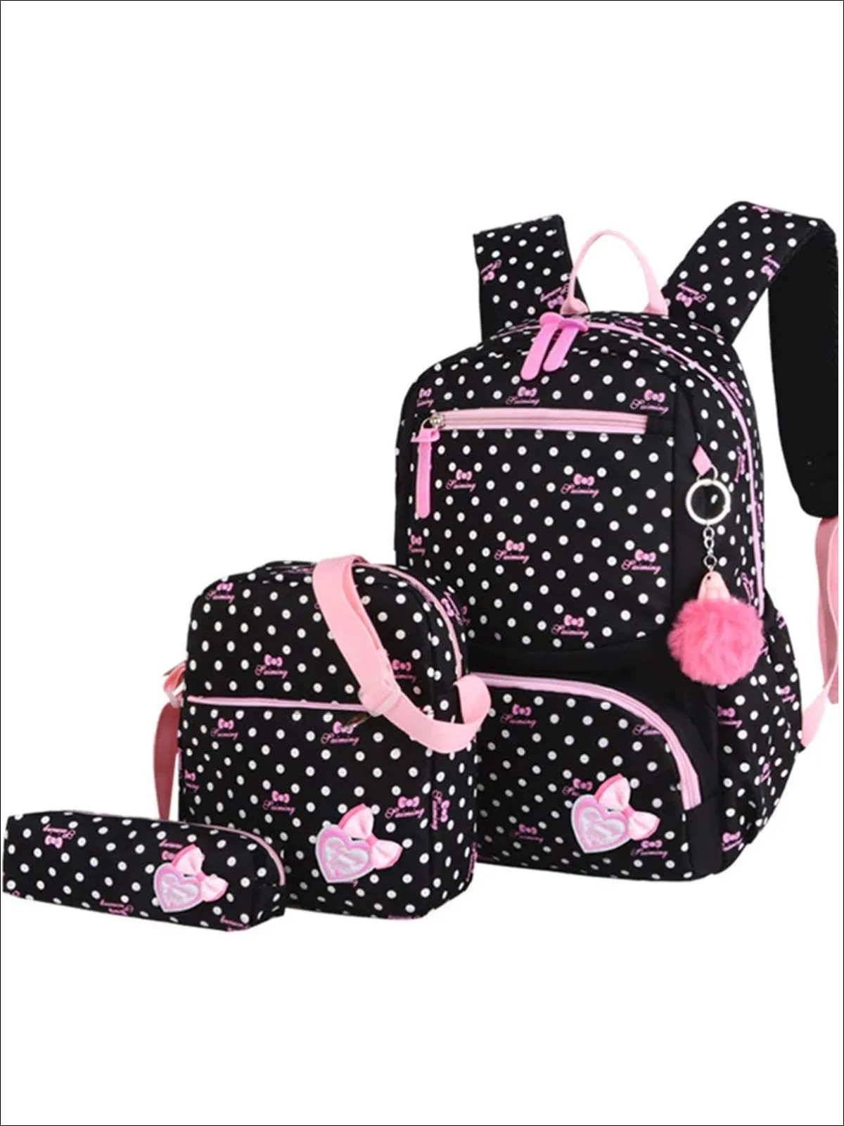 I Heart Polka Dots 3pc Backpack Set