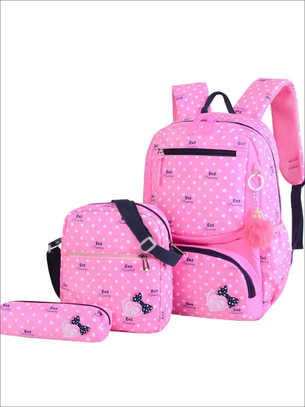 I Heart Polka Dots 3pc Backpack Set