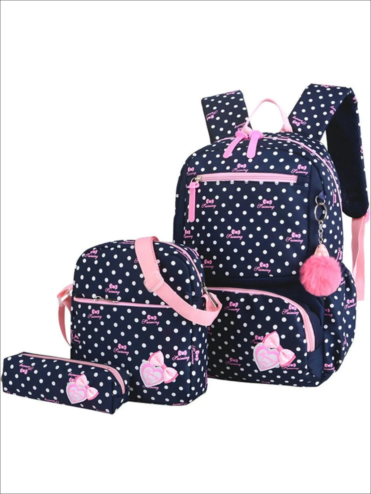 I Heart Polka Dots 3pc Backpack Set