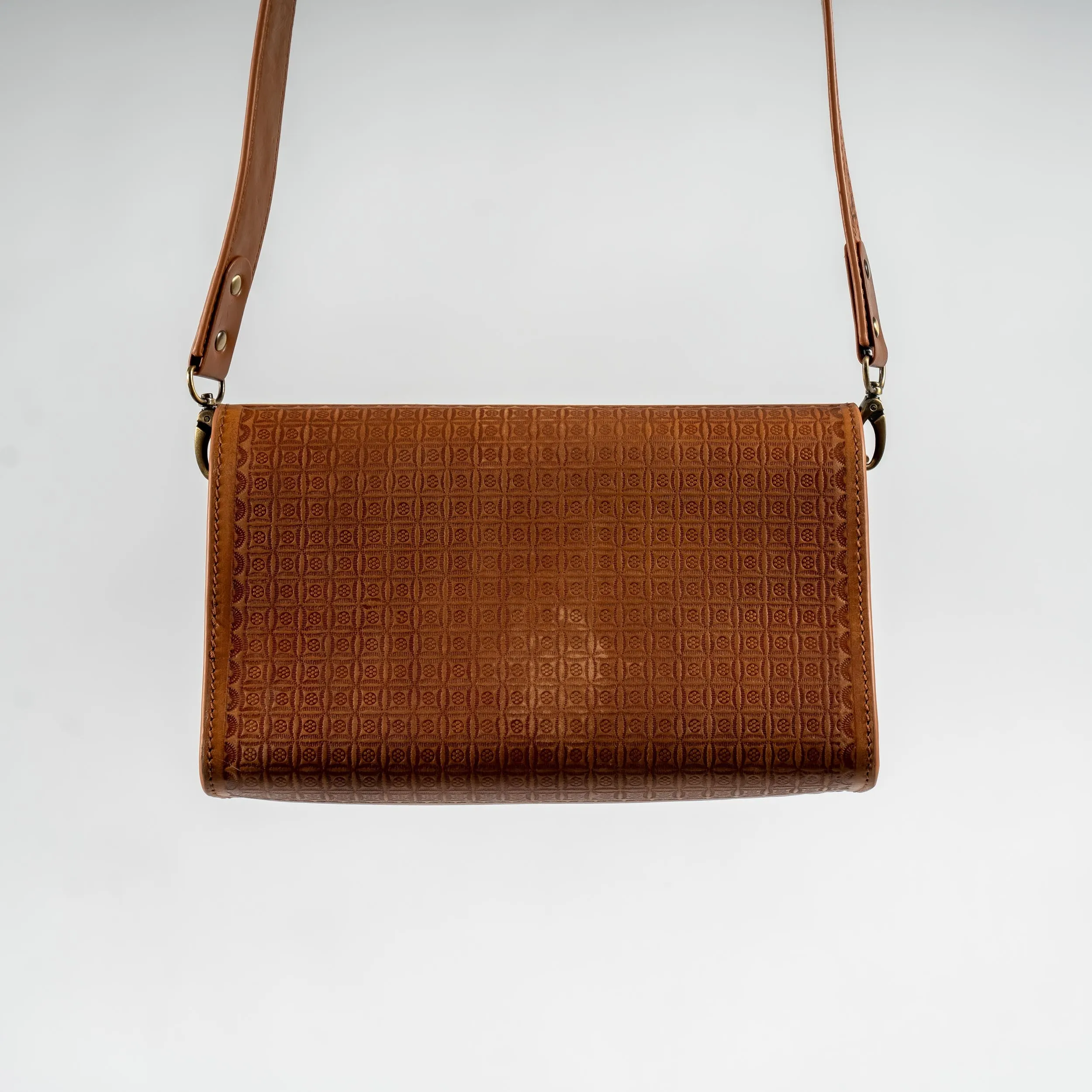 Light Brown Hand-Tooled Leather Bag