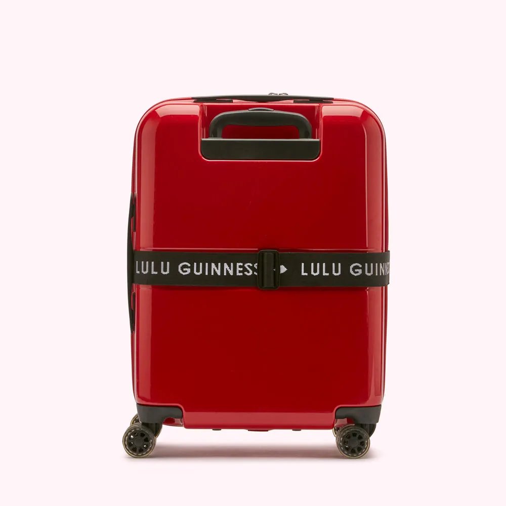 LULU RED LULU LIPS CABIN SPINNER CASE AND LUGGAGE BELT