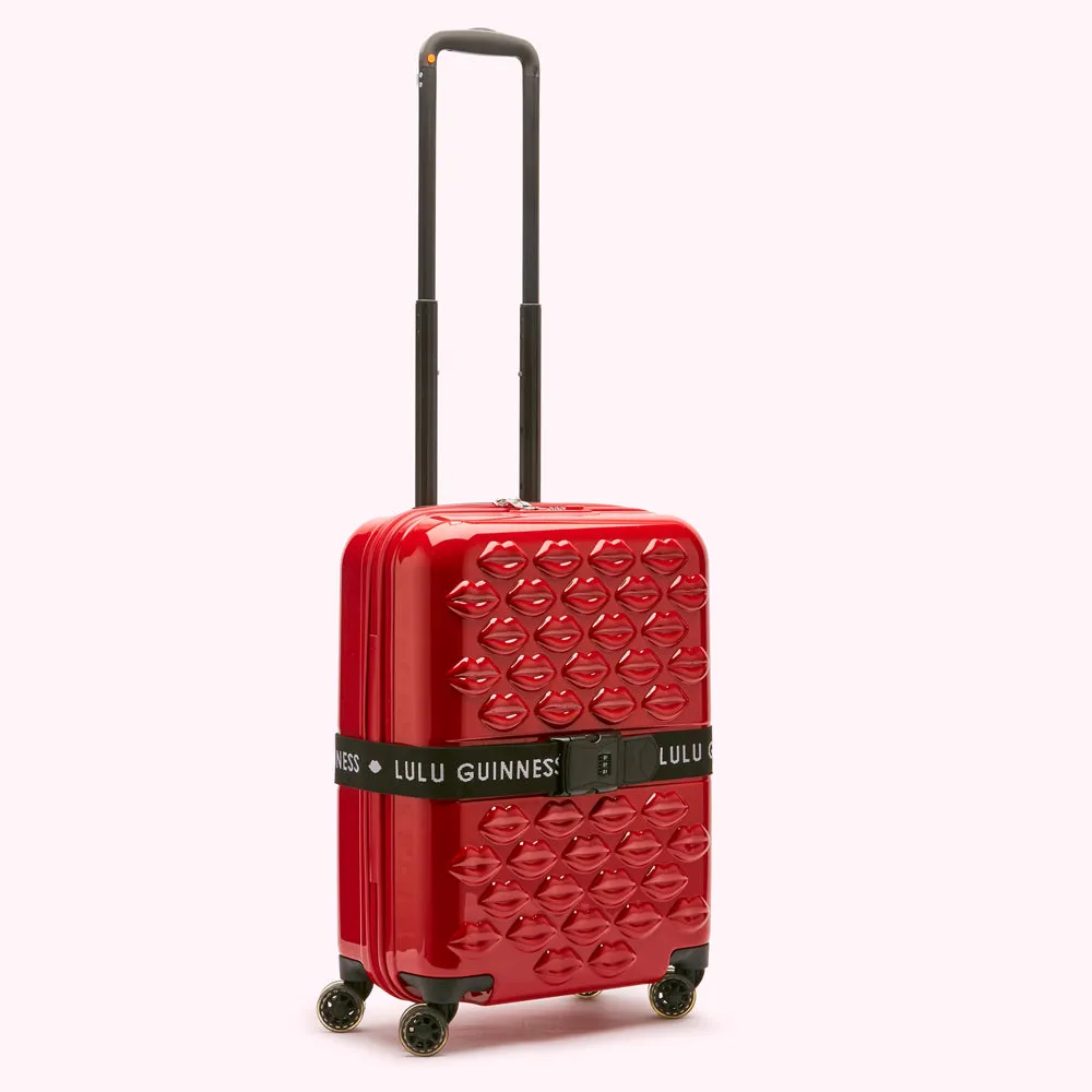 LULU RED LULU LIPS CABIN SPINNER CASE AND LUGGAGE BELT