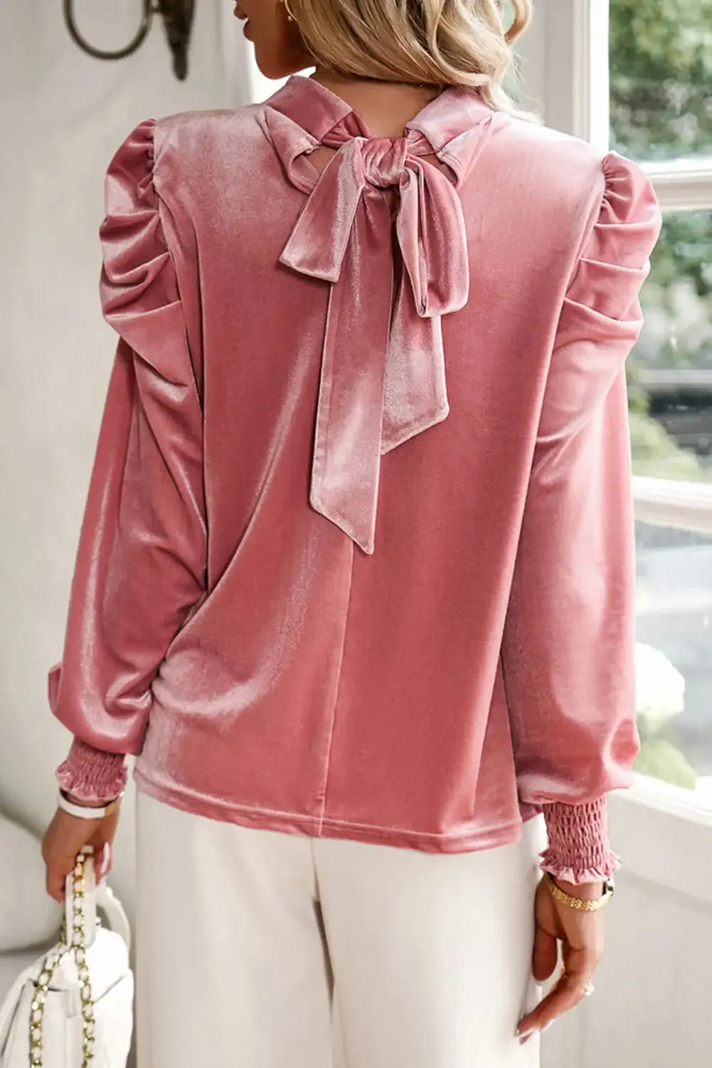 Peach Blossom Fiery Velvet Blouse