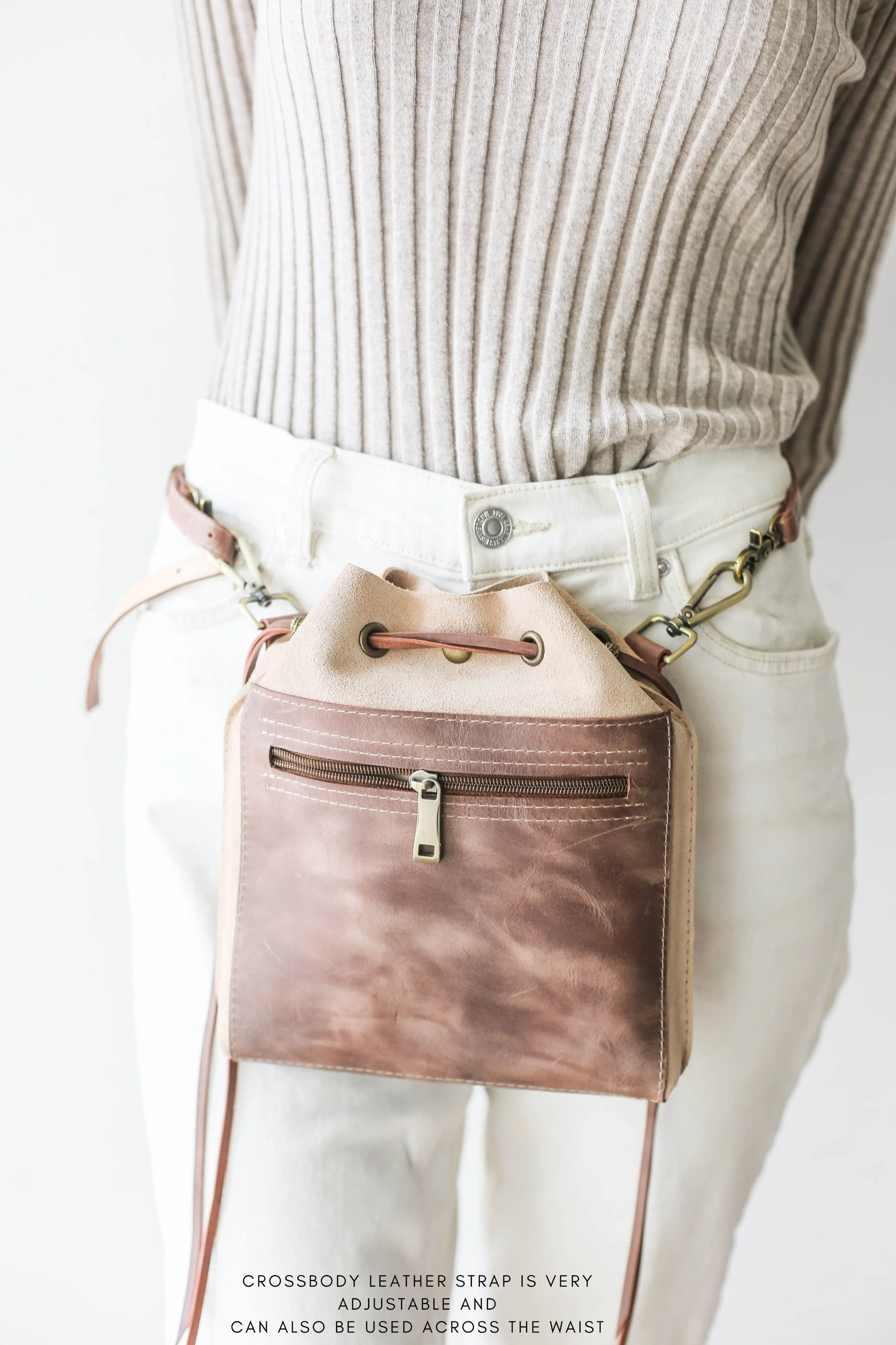 Taupe Designer Mini Bag - Small Leather Bag