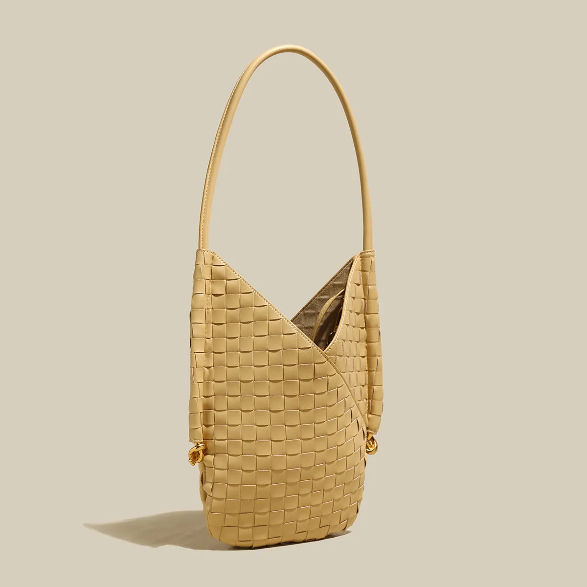 Textured V-Shaped Shoulder Bag