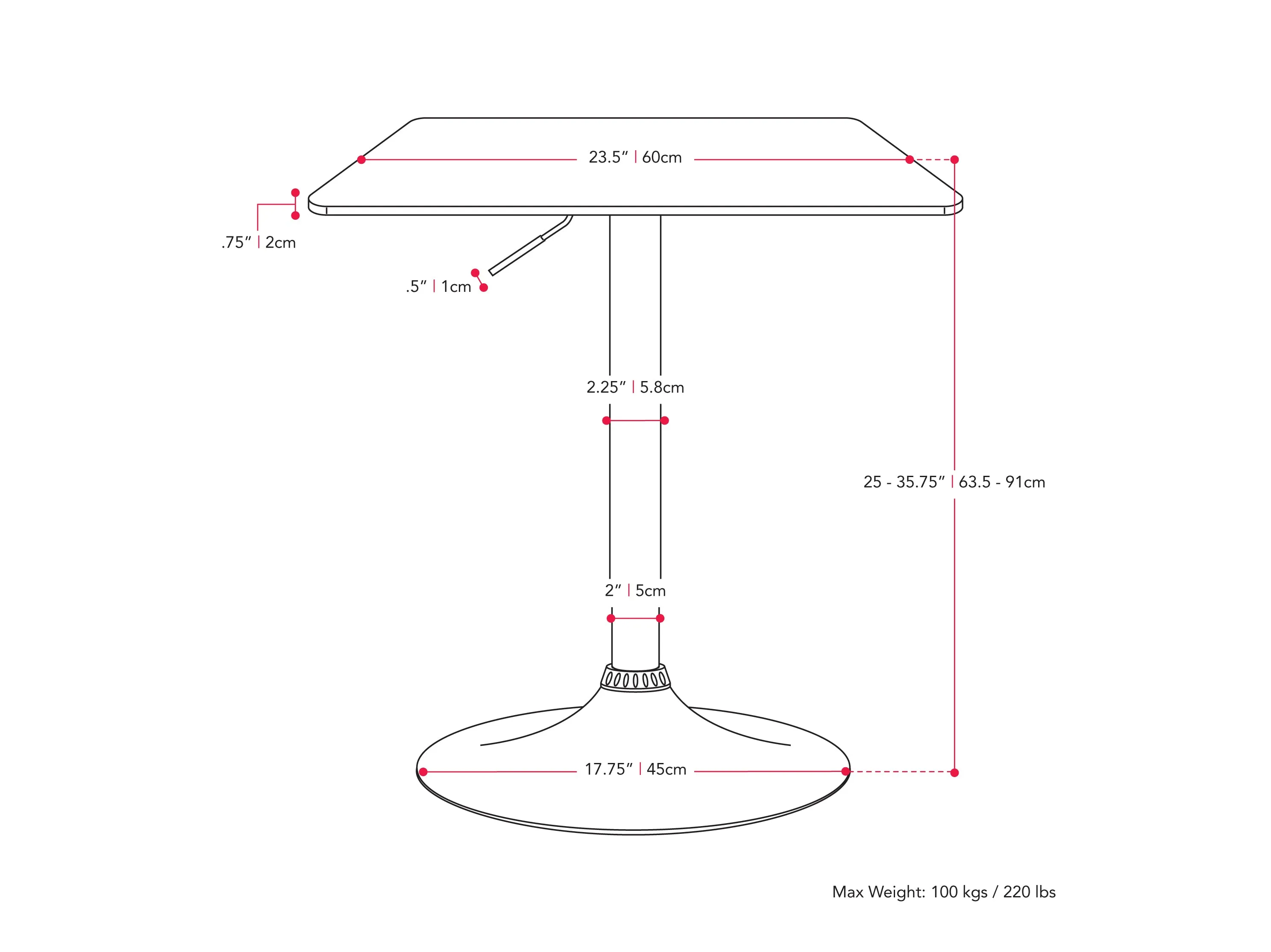 White Adjustable Height Square Bar Table