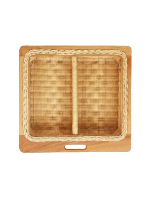 Wicker Basket for Kitchen | Bamboo Basket 21 x 20 x 8 - Sanika